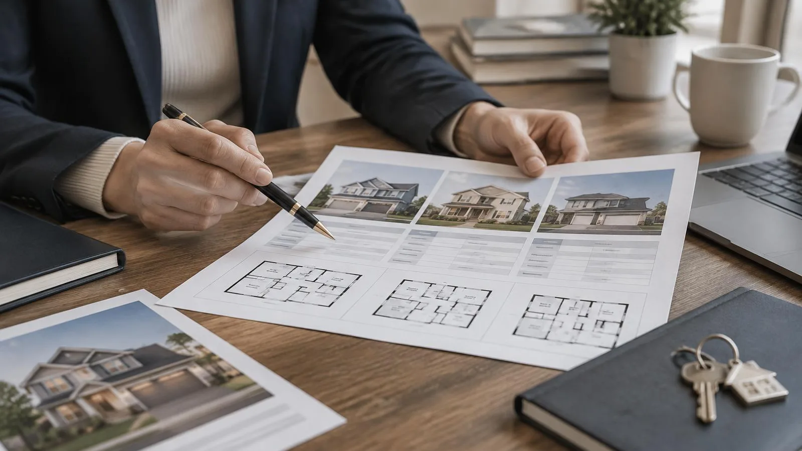 Corredor inmobiliario analizando comparables para un análisis comparativo de mercado